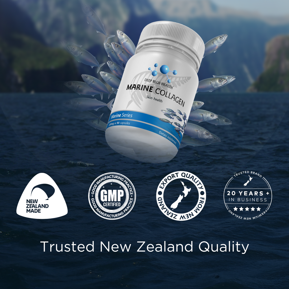 Marine Collagen sourced from NZ coastal Hoki and Elephant fish — GMP lab-tested quality